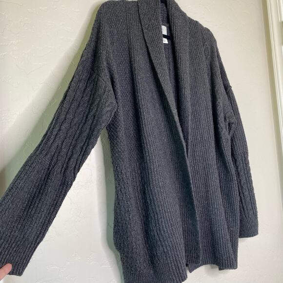Joie Gray Cable Knit Open Front Chunky Cardigan Large - Picture 5 of 13